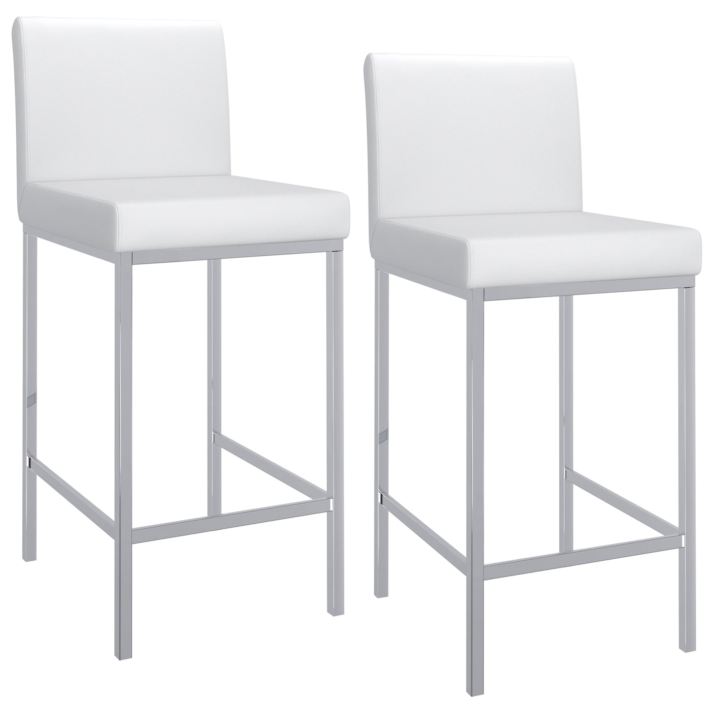 Porto 26" Counter Stool, Set of 2 in White and Chrome