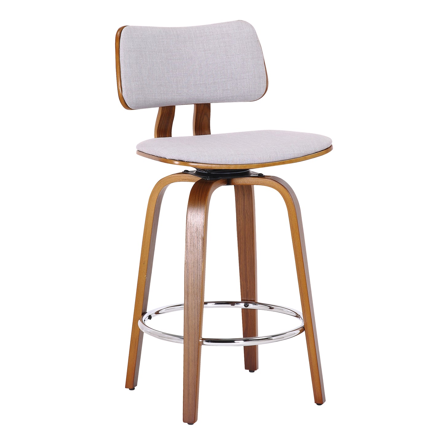 Copy of Zuni 26" Counter Stool with Swivel in White Faux Leather and Walnut