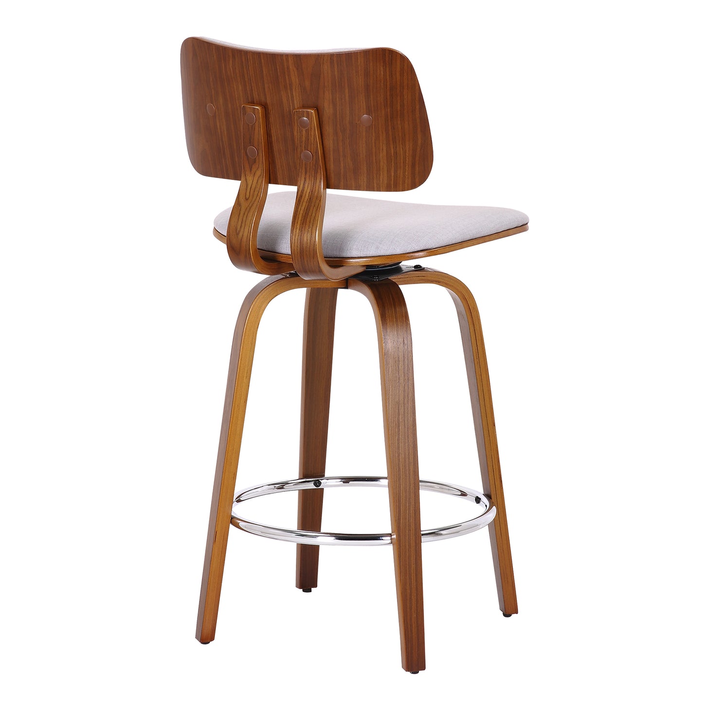 Copy of Zuni 26" Counter Stool with Swivel in White Faux Leather and Walnut