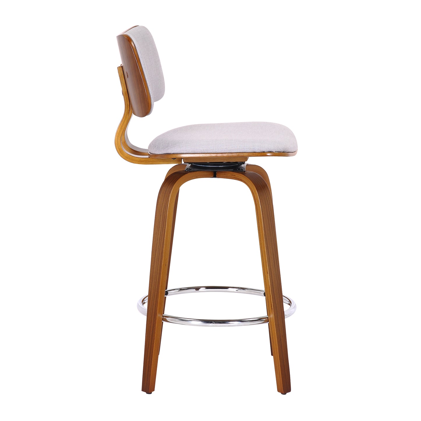 Copy of Zuni 26" Counter Stool with Swivel in White Faux Leather and Walnut