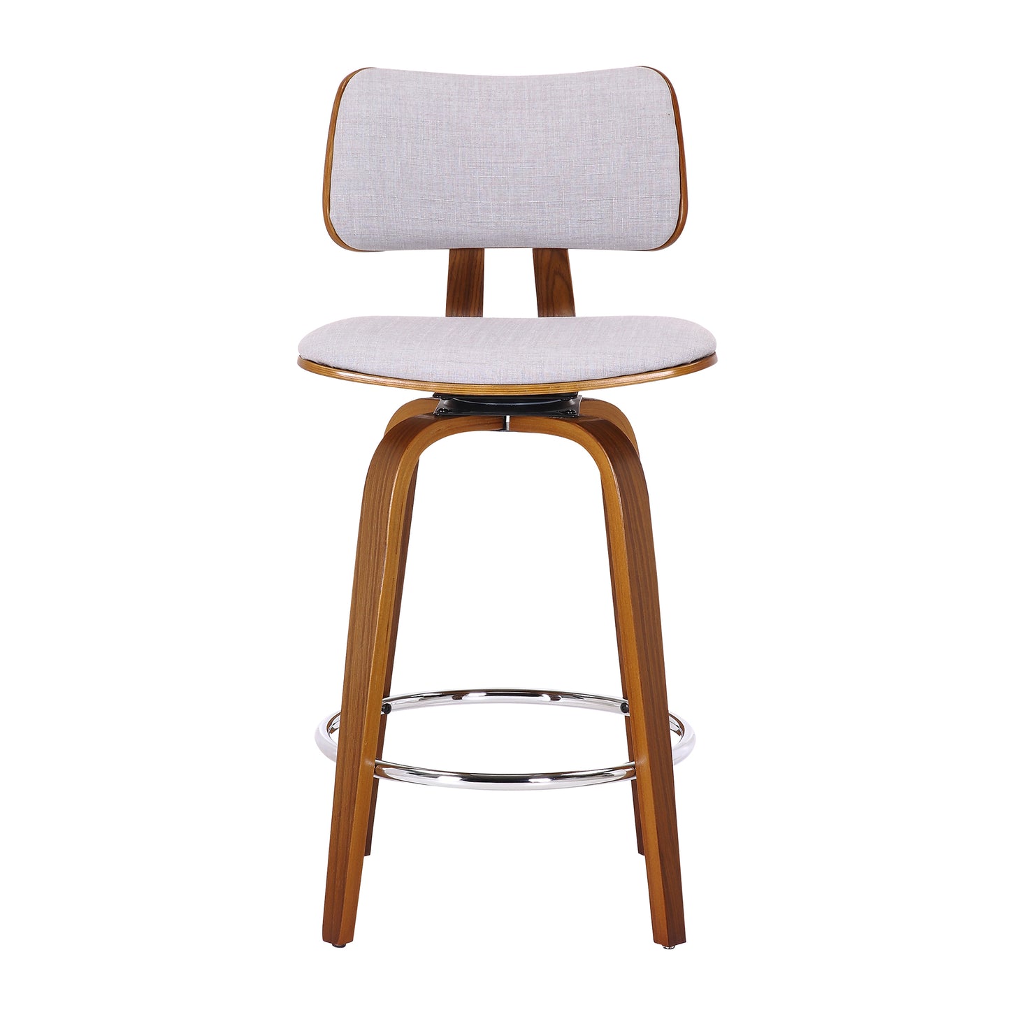 Copy of Zuni 26" Counter Stool with Swivel in White Faux Leather and Walnut