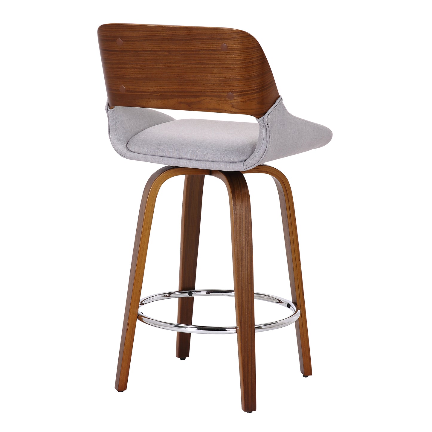 Hudson 26" Counter Stool with Swivel in Grey Fabric and Walnut