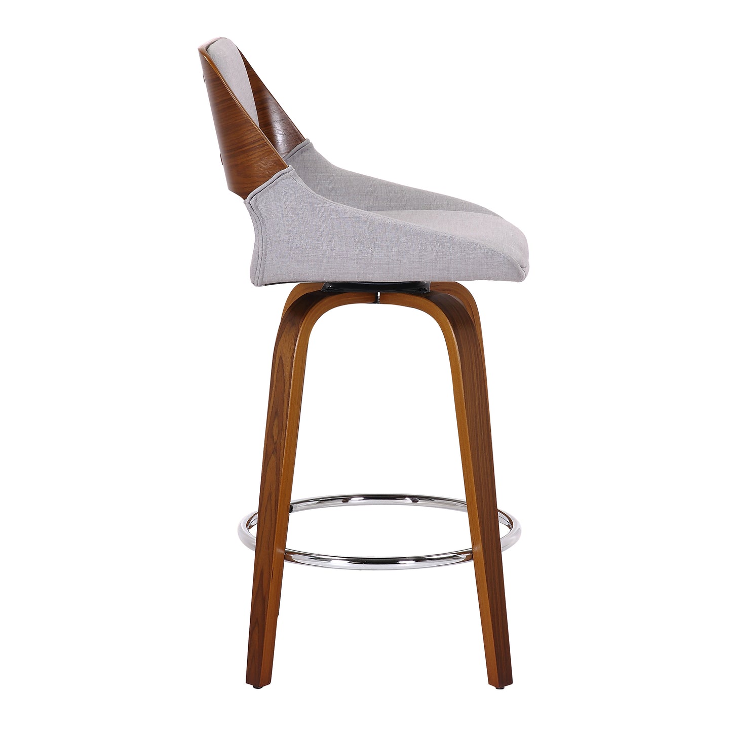 Hudson 26" Counter Stool with Swivel in Grey Fabric and Walnut