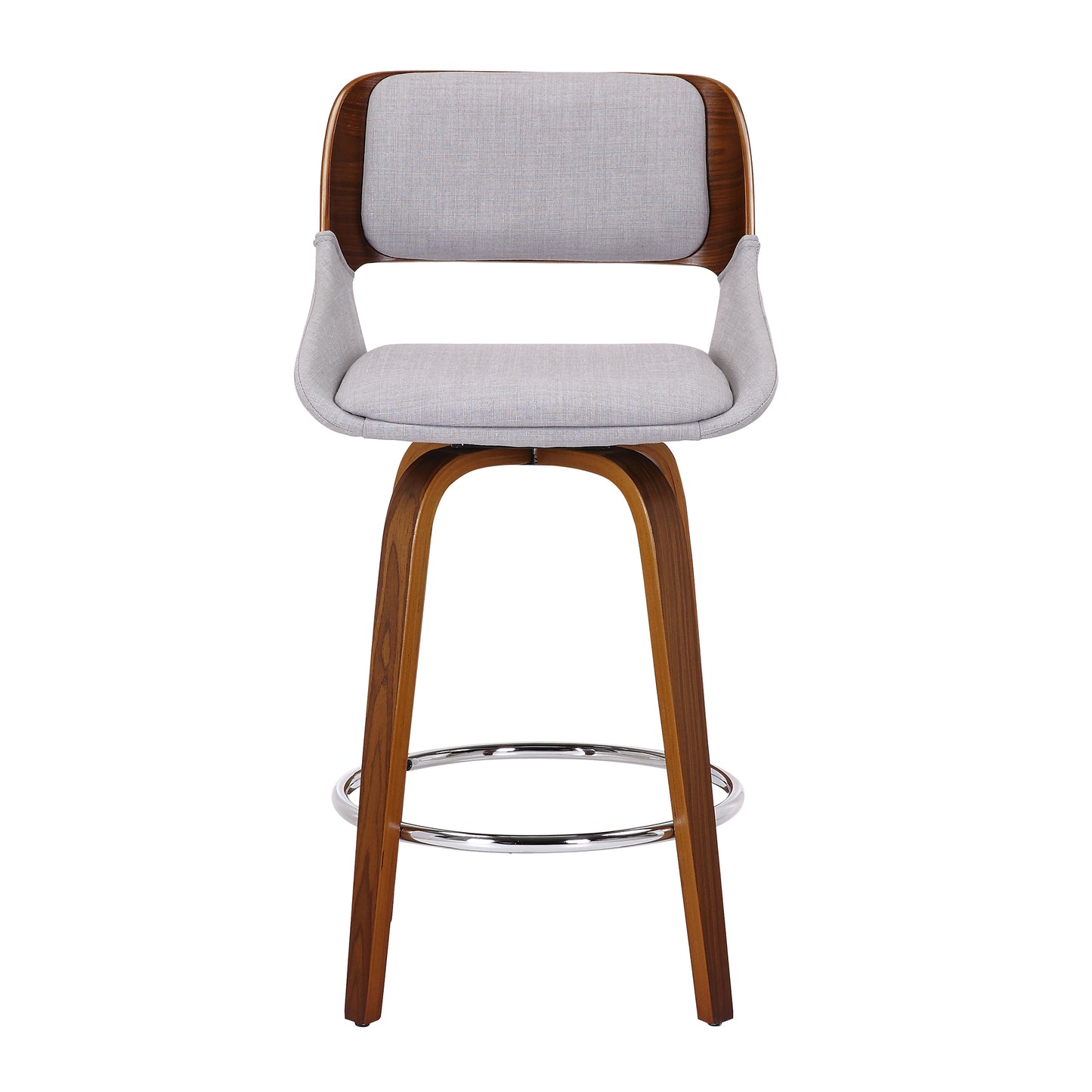 Hudson 26" Counter Stool with Swivel in Grey Fabric and Walnut