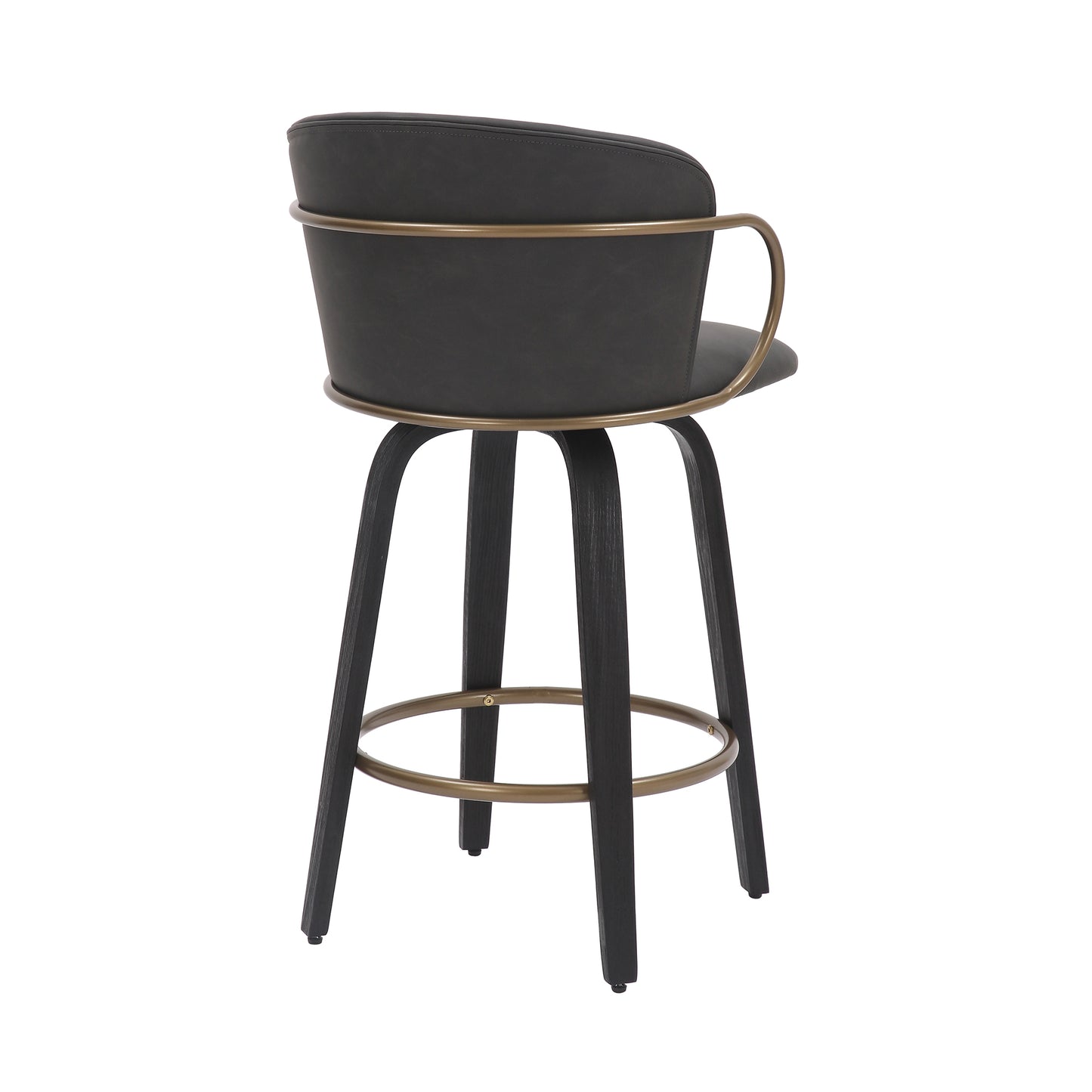 Lawson 26" Counter Stool, Set of 2, with Swivel in Vintage Charcoal, Black and Aged Gold