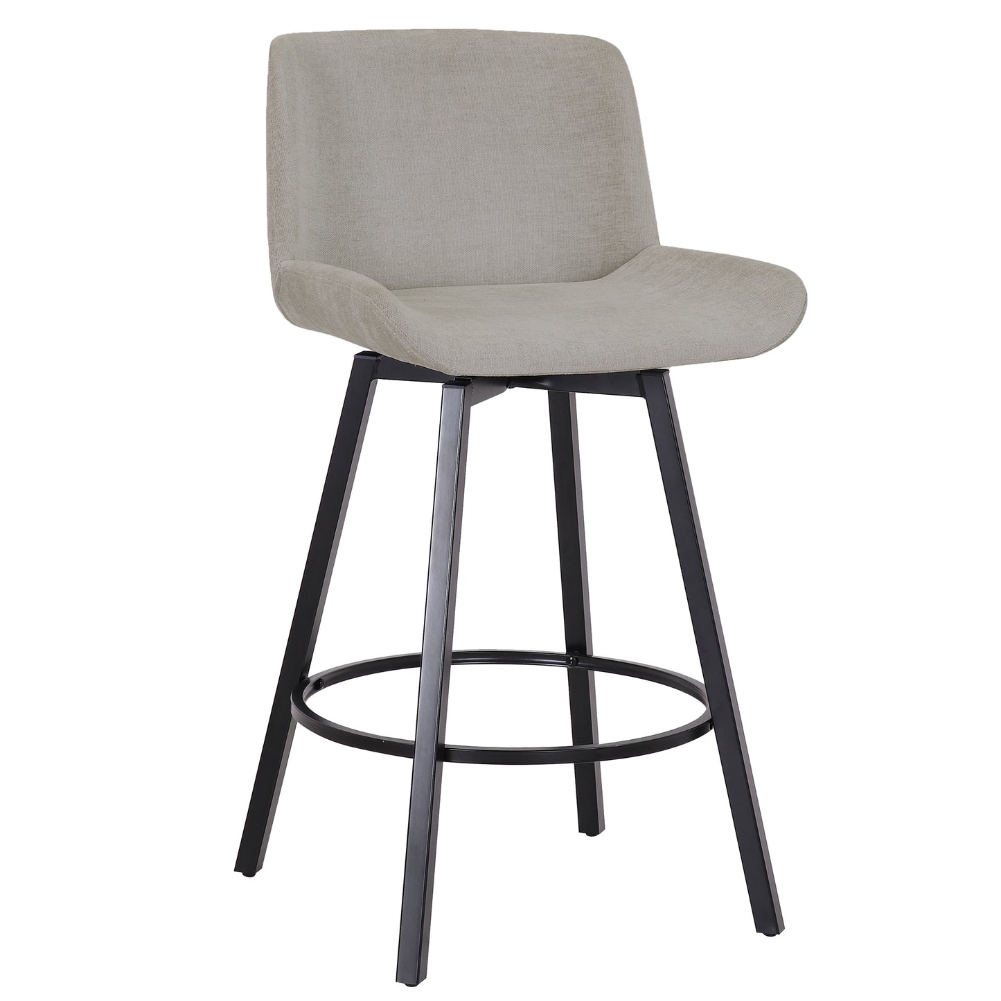 Fern 26" Counter Stool, set of 2, with Swivel in Grey Fabric and Black