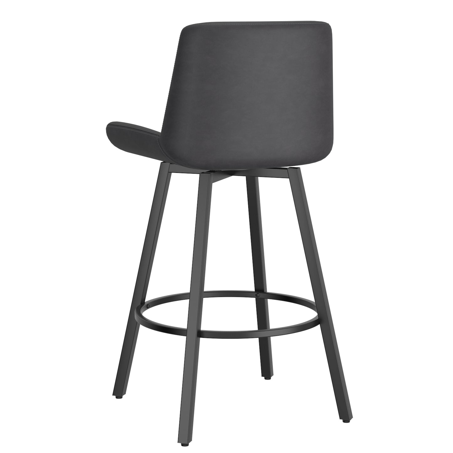 Fern 26" Counter Stool, set of 2, with Swivel in Vintage Charcoal Faux Leather and Black