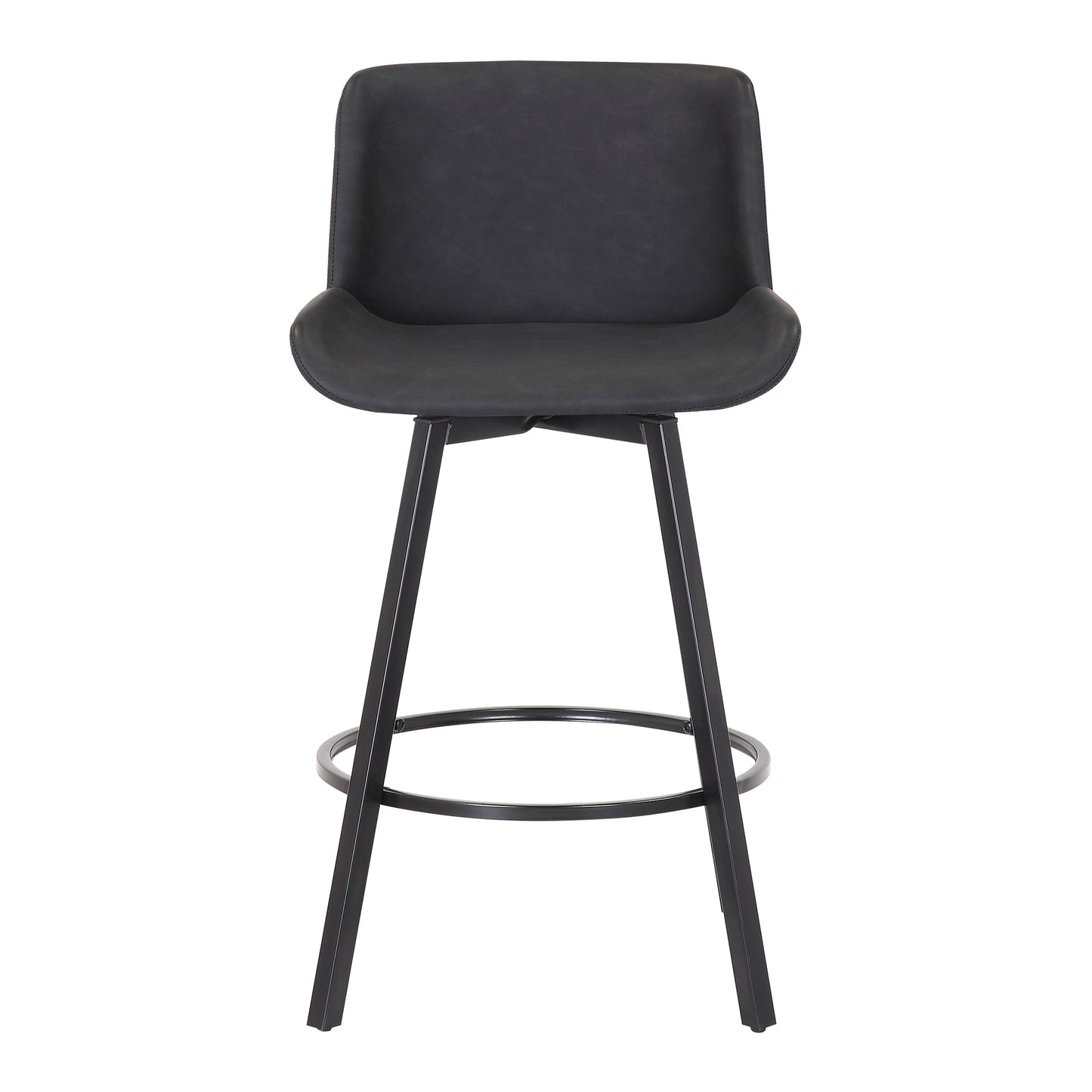 Fern 26" Counter Stool, set of 2, with Swivel in Vintage Charcoal Faux Leather and Black