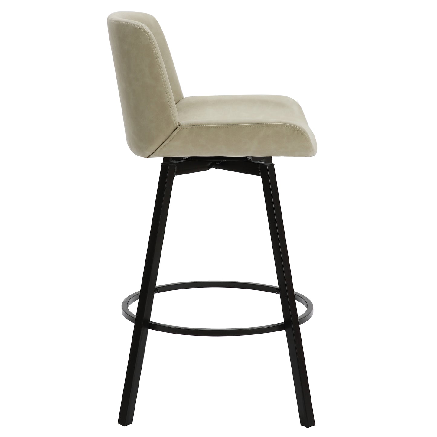 Fern 26" Counter Stool, set of 2, with Swivel in Vintage Ivory Faux Leather and Black