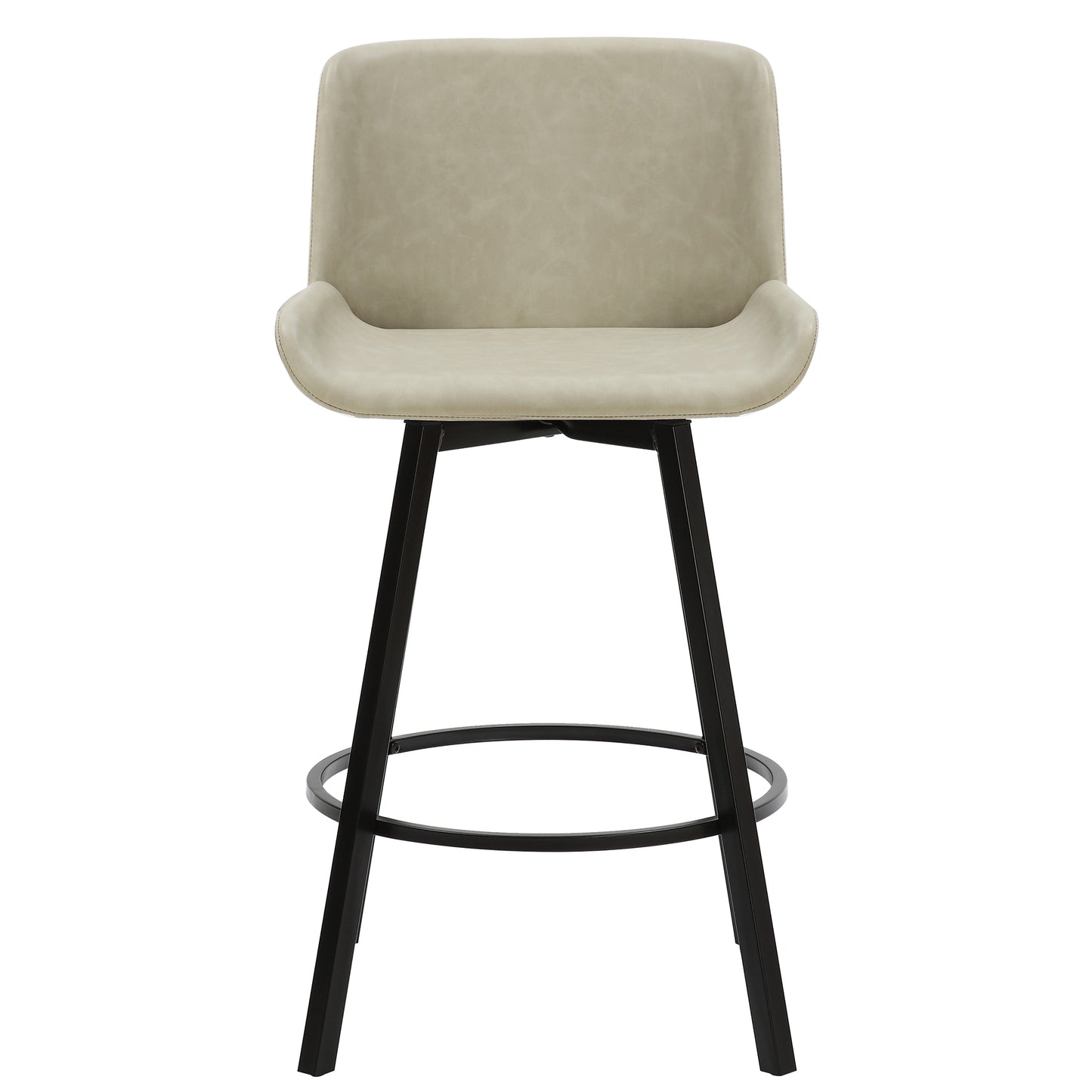 Fern 26" Counter Stool, set of 2, with Swivel in Vintage Ivory Faux Leather and Black