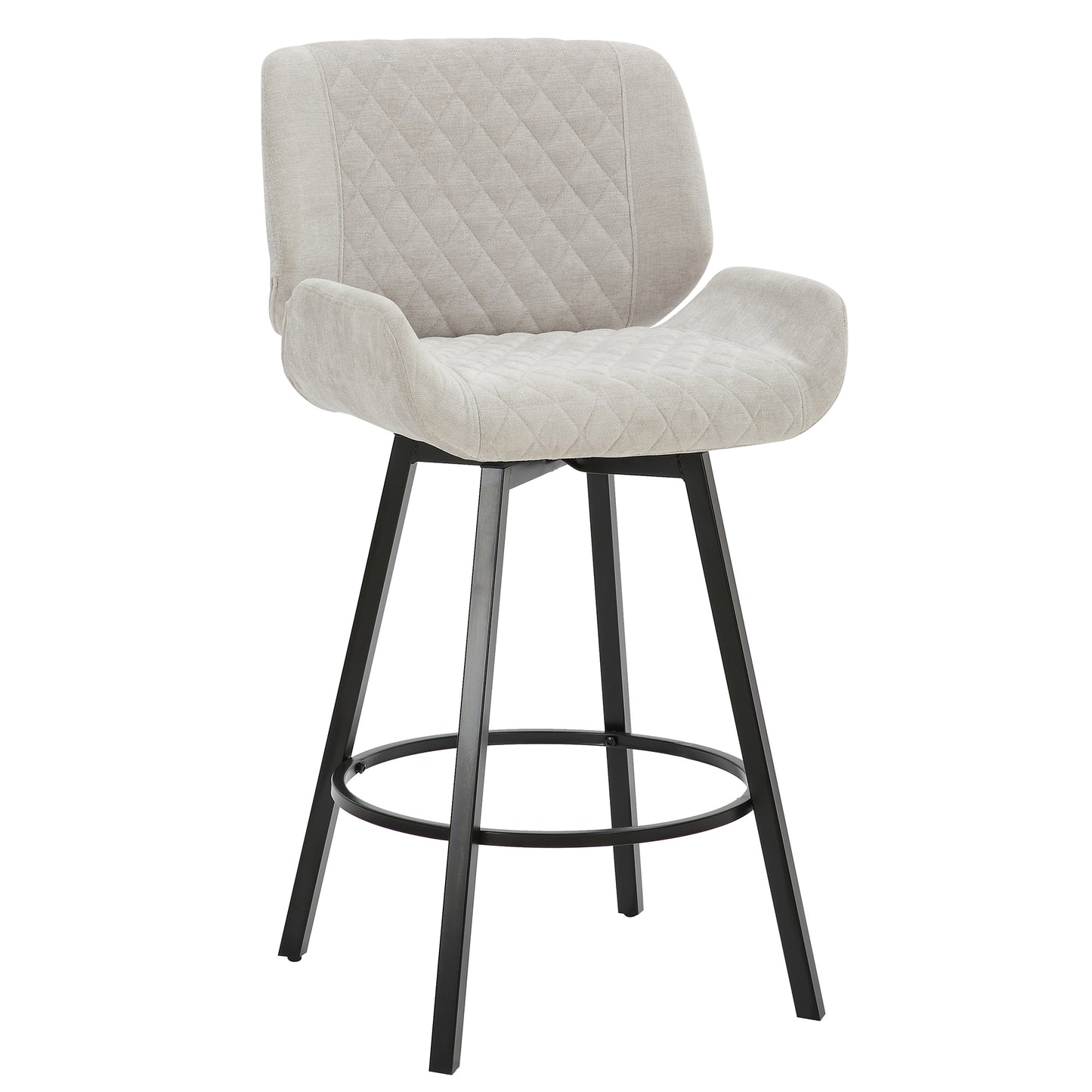 Fraser 26" Counter Stool, set of 2, with Swivel in Grey Fabric and Black