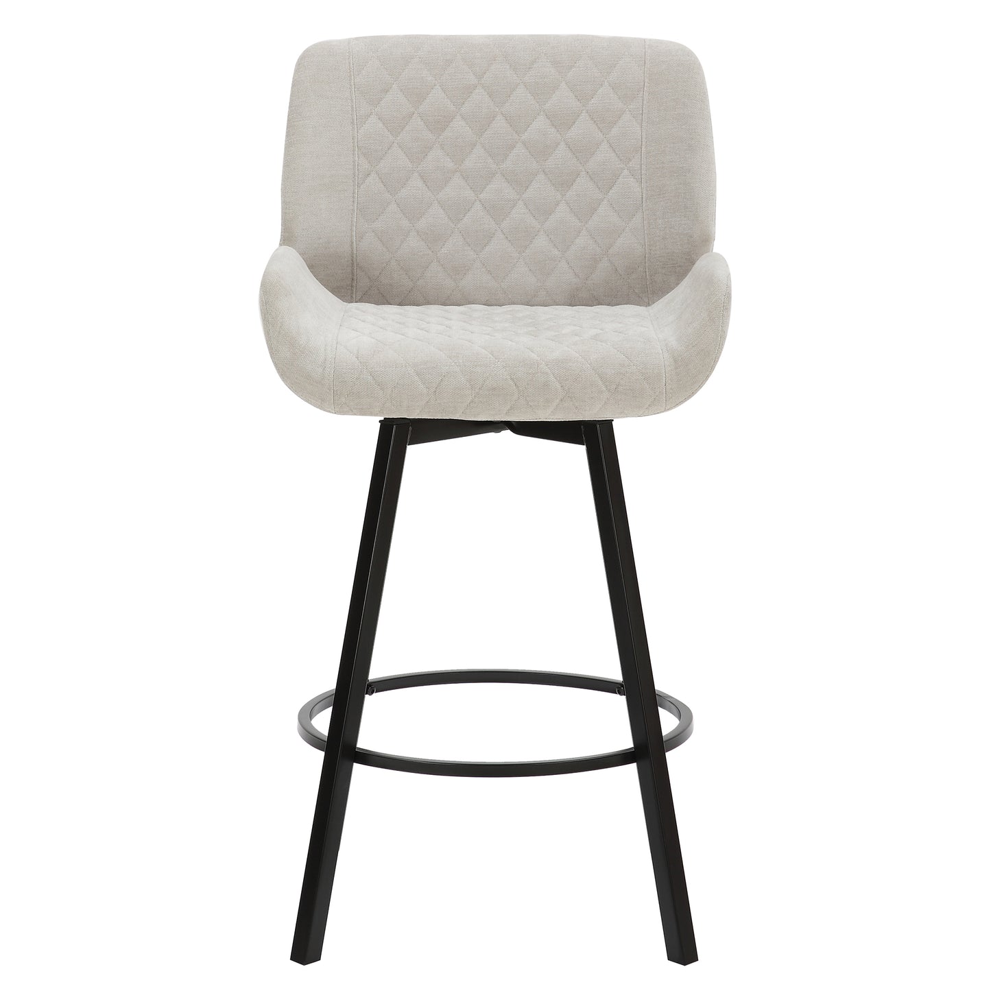 Fraser 26" Counter Stool, set of 2, with Swivel in Grey Fabric and Black