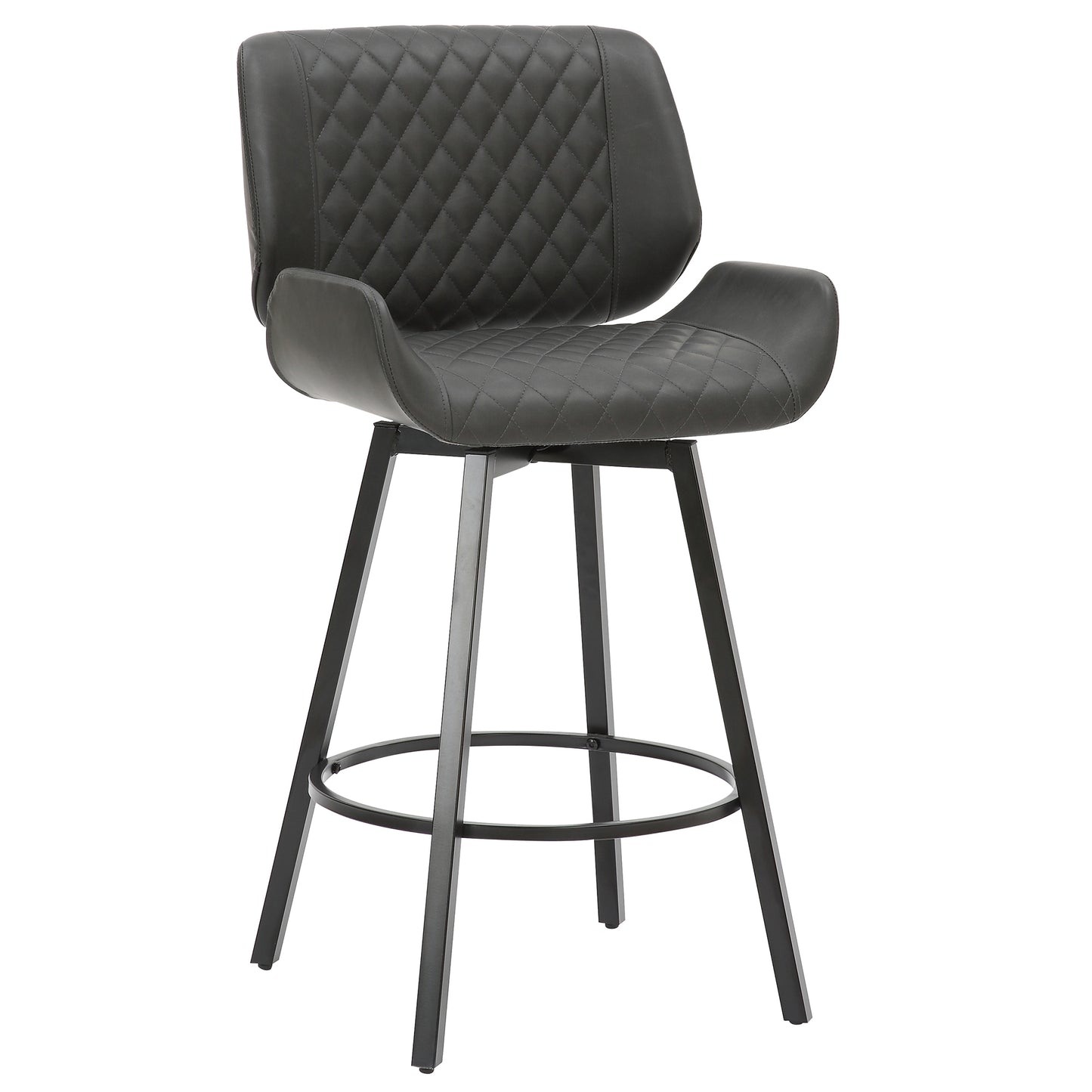 Fraser 26" Counter Stool, set of 2, with Swivel in Vintage Charcoal Faux Leather and Black