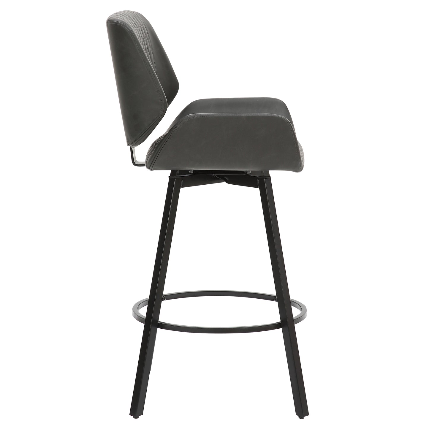 Fraser 26" Counter Stool, set of 2, with Swivel in Vintage Charcoal Faux Leather and Black