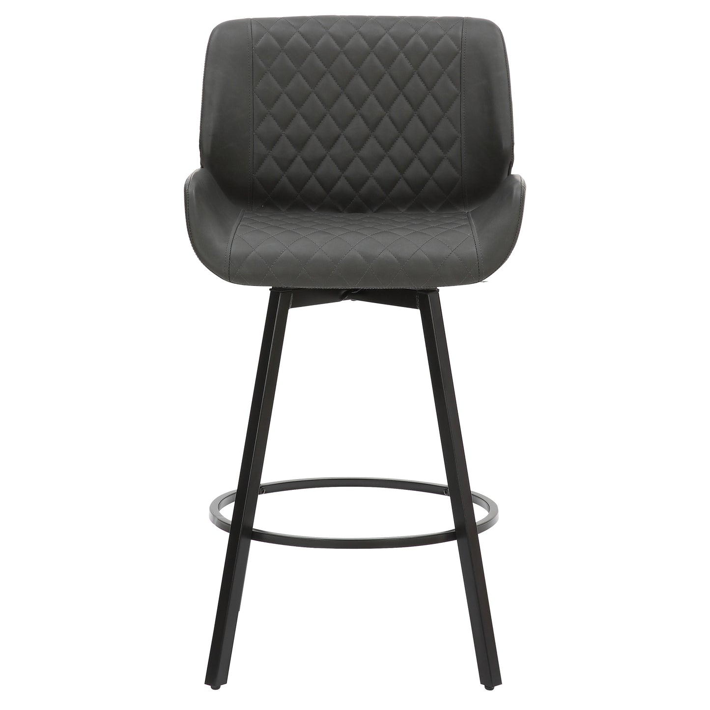 Fraser 26" Counter Stool, set of 2, with Swivel in Vintage Charcoal Faux Leather and Black