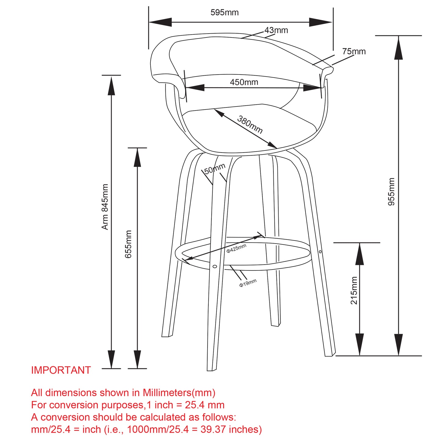 Holt 26" Counter Stool in Charcoal and Walnut