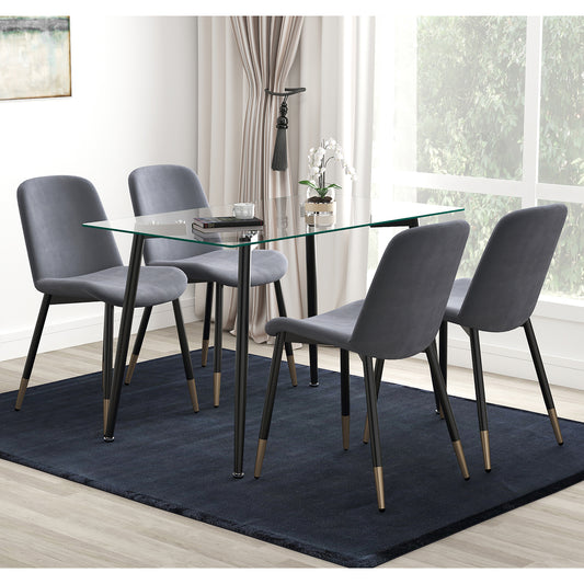 Abbot/Gabi 5pc Dining Set in Black with Grey Chair