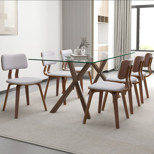 Stark/Zuni 7pc Dining Set in Walnut with Grey Chair