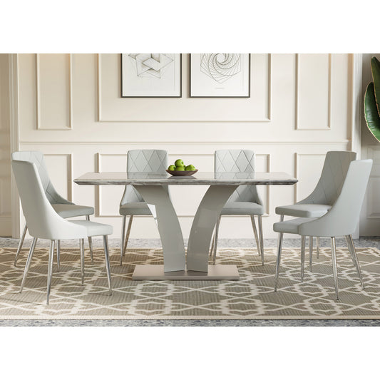 Napoli/Devo 7pc Dining Set in Grey with Light Grey Chair