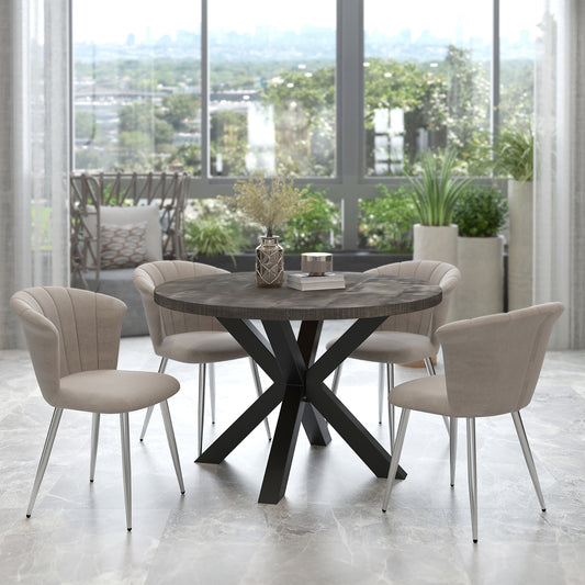 Arhan/Orchid 5pc Dining Set in Dark Grey with Grey Chair