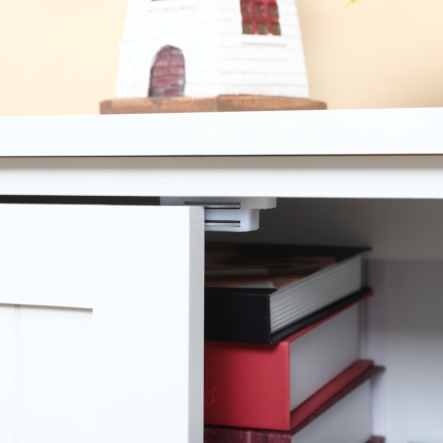 Accent Floor Storage Cabinet Kitchen Pantry with Adjustable Shelves and Doors, White