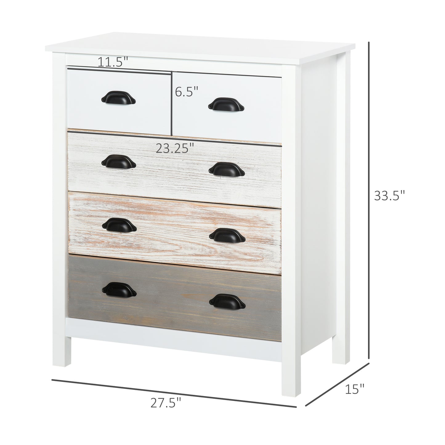 Chest of Drawers, 5 Drawers Storage Cabinet Bedroom Clothes Closet for Living Room, Multi-Color