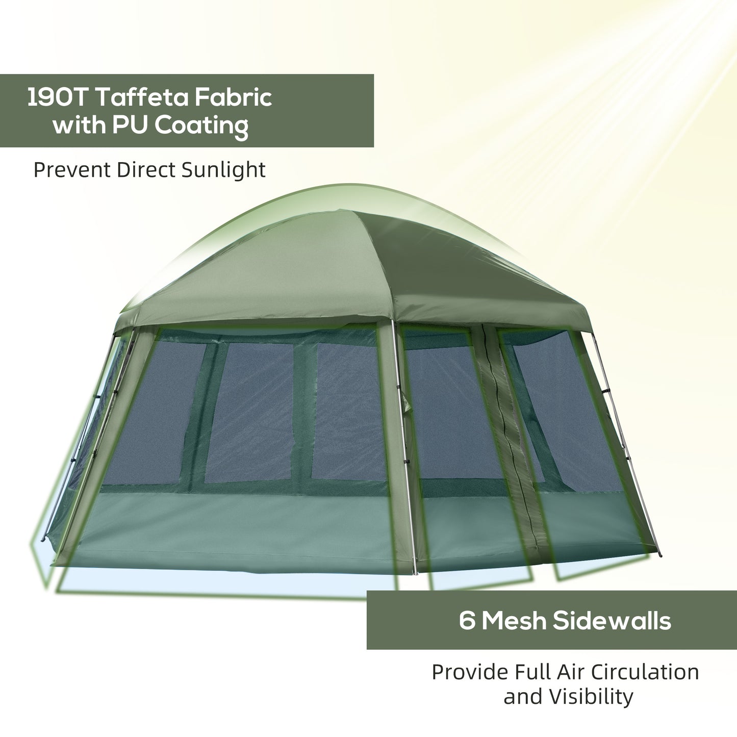 Outsunny Camping Tent for 6-8 Person, Portable Family Tent with Carrying Bag, Easy Set Up for Hiking and Outdoor, Dark Green