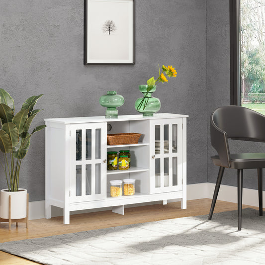 Modern Sideboard Storage Cabinet Floor Cupboard Kitchen Buffet TV Console with Framed Doors for Entryway, Living Room, Dining Room, White