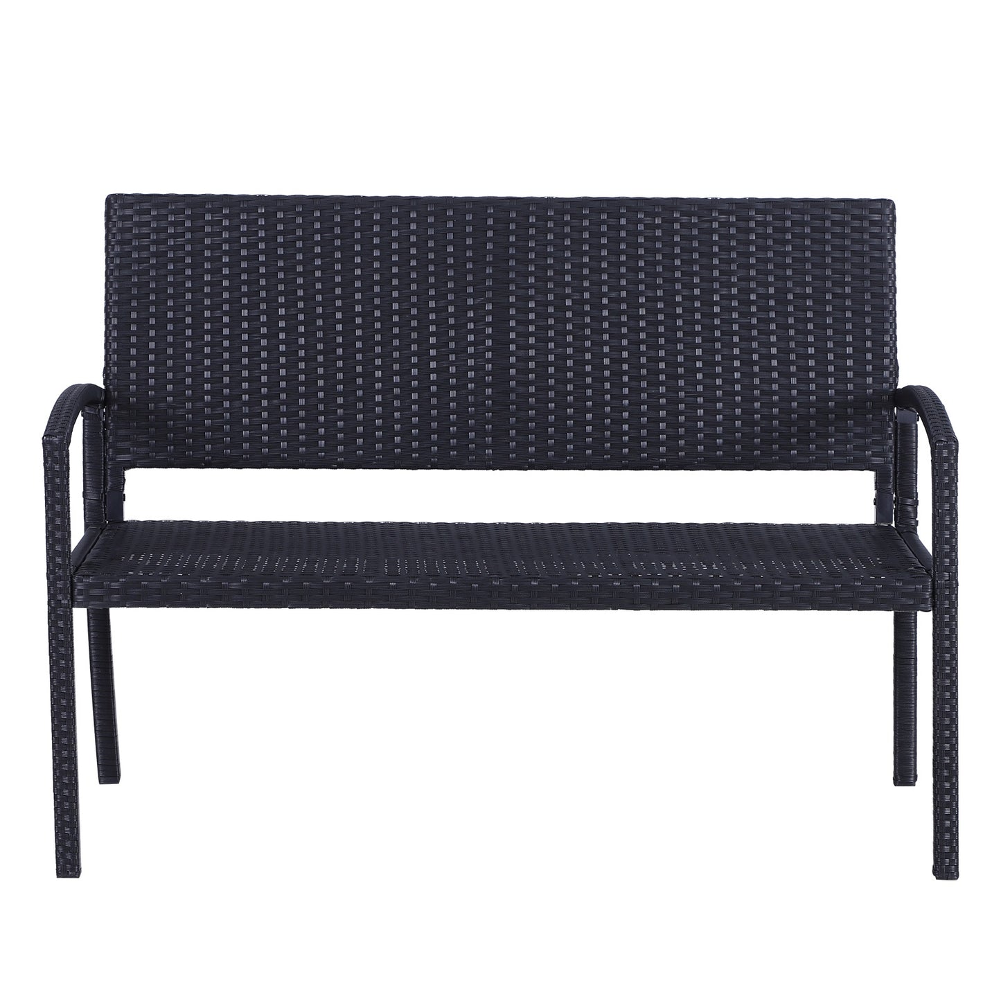 Outsunny Rattan Wicker Loveseat Garden Furniture Hand Woven Portable Backyard Black