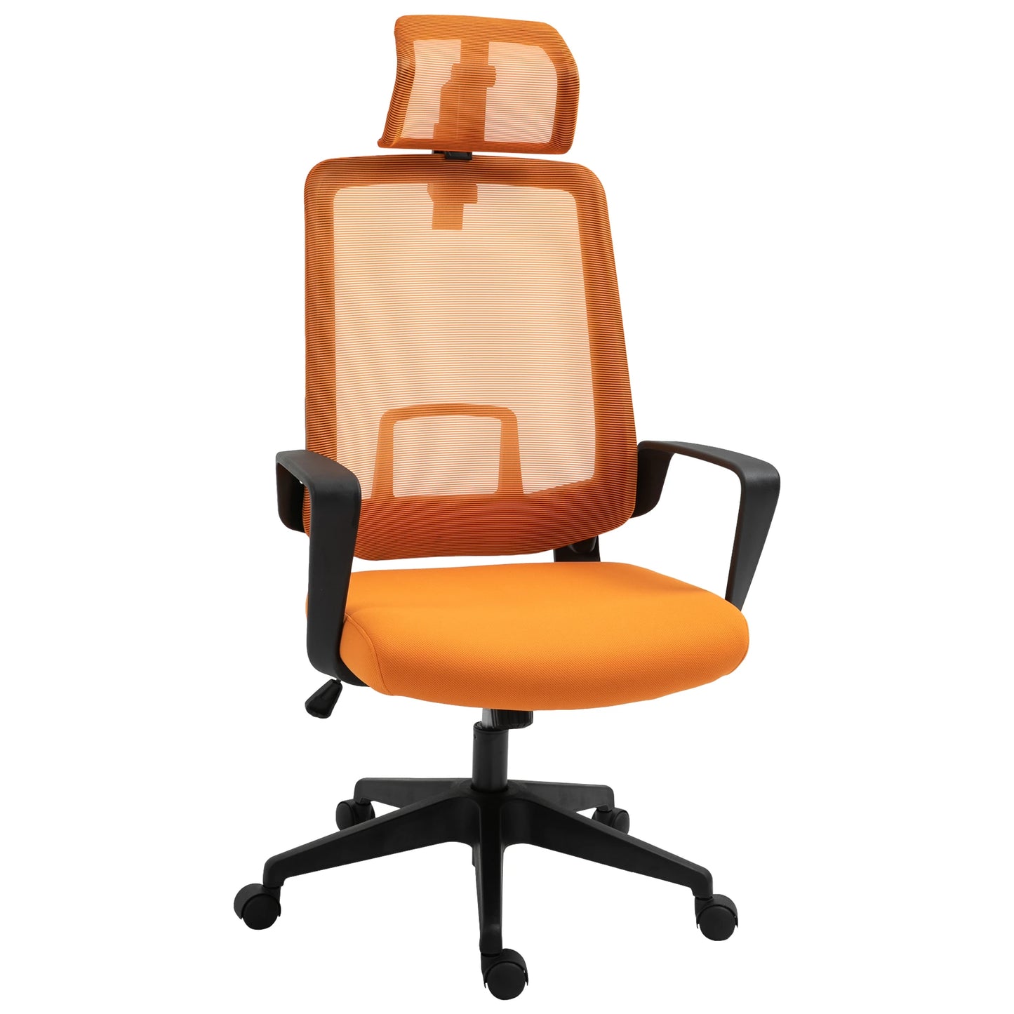 Mesh Office Chair High Back Swivel Task Chair with Arm, Rotate Headrest, Adjustable Height, Yellow