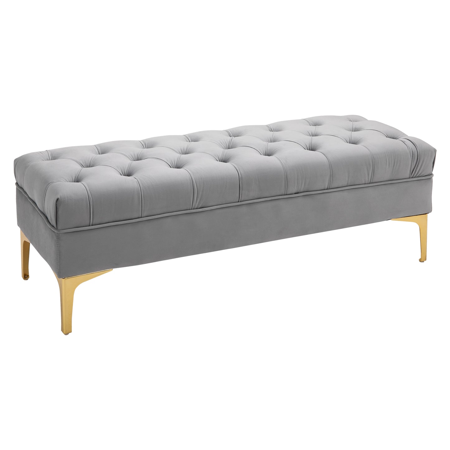 Modern Ottoman Bench Entryway Bed End Shoe Bench with Button Tufted for Living Room, Bedroom, Hallway, Grey