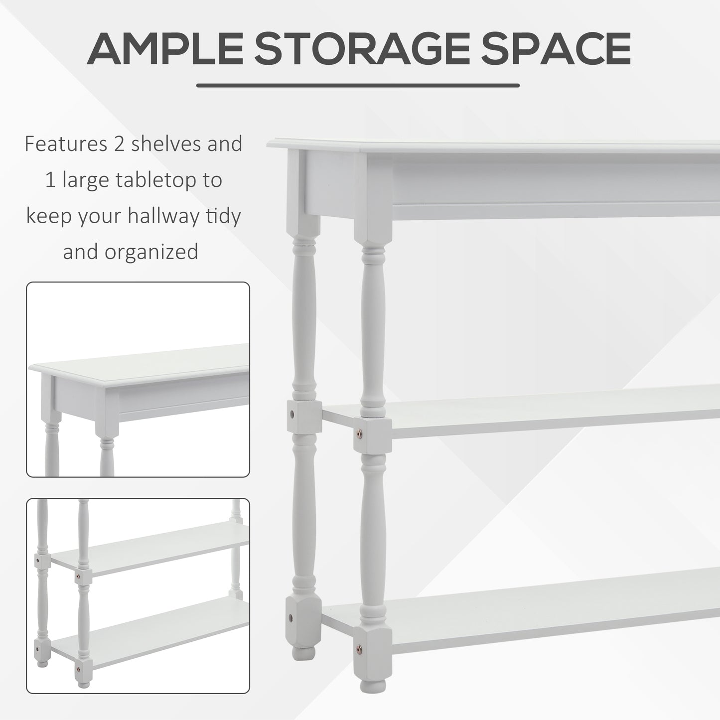 Console Table Modern Sofa Table with 2 Tier Shelves for Living Room, Entryway, Bedroom,