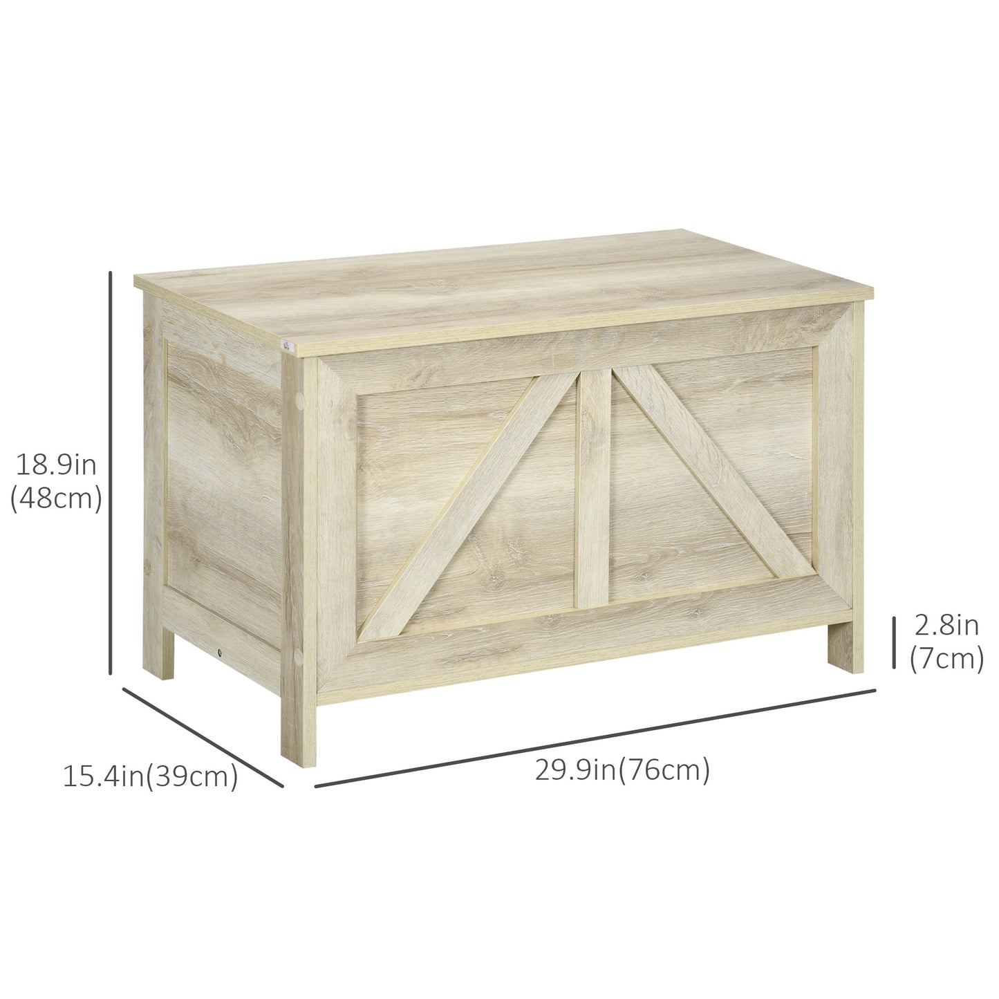 Storage Trunk Box Organizer with Farmhouse Panel Safety Hinge to Open Up 150° White