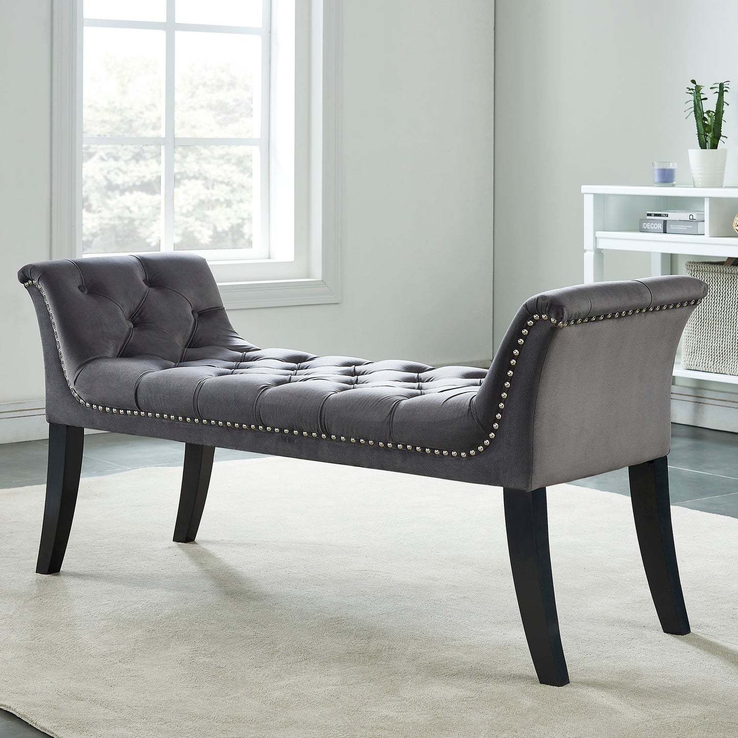 Velci Bench in Grey and Black