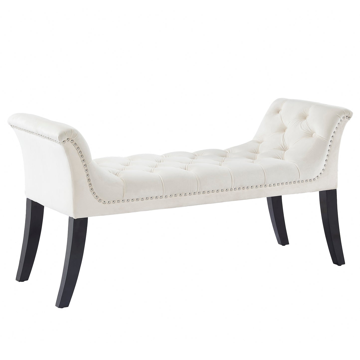 Velci Bench in Ivory and Black