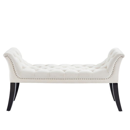 Velci Bench in Ivory and Black