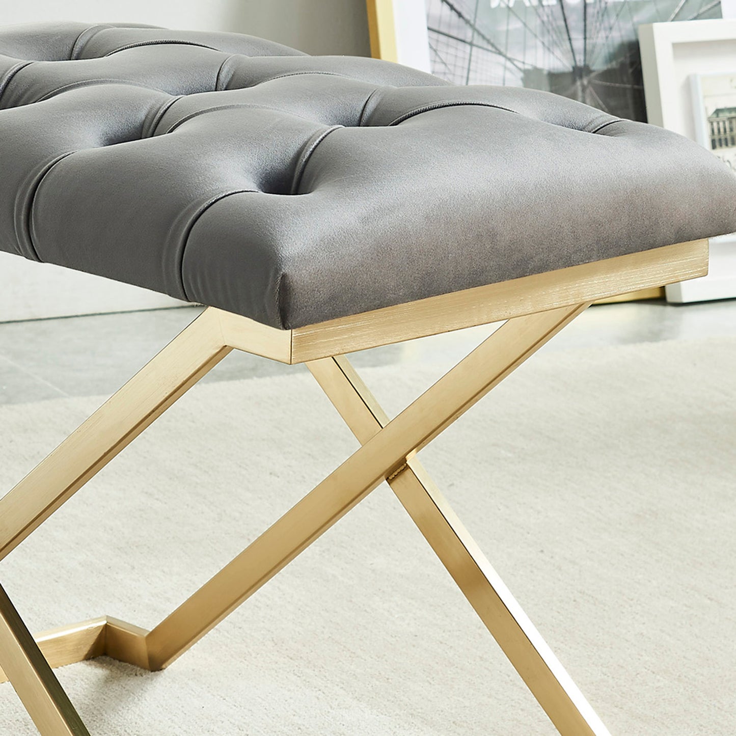 Rada Bench in Grey and Gold