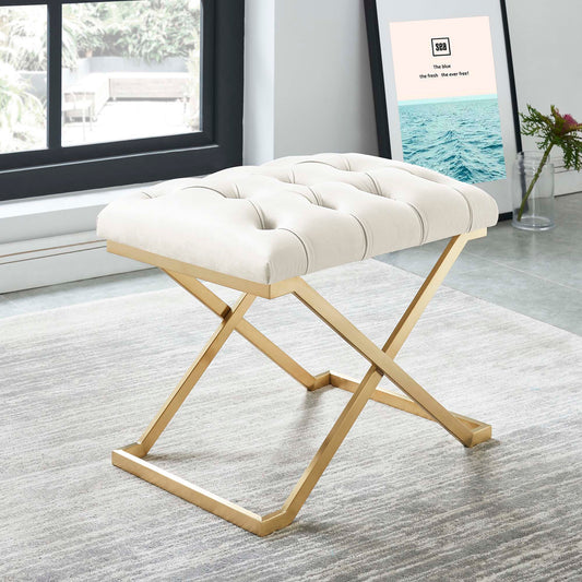Rada Bench in Ivory and Gold