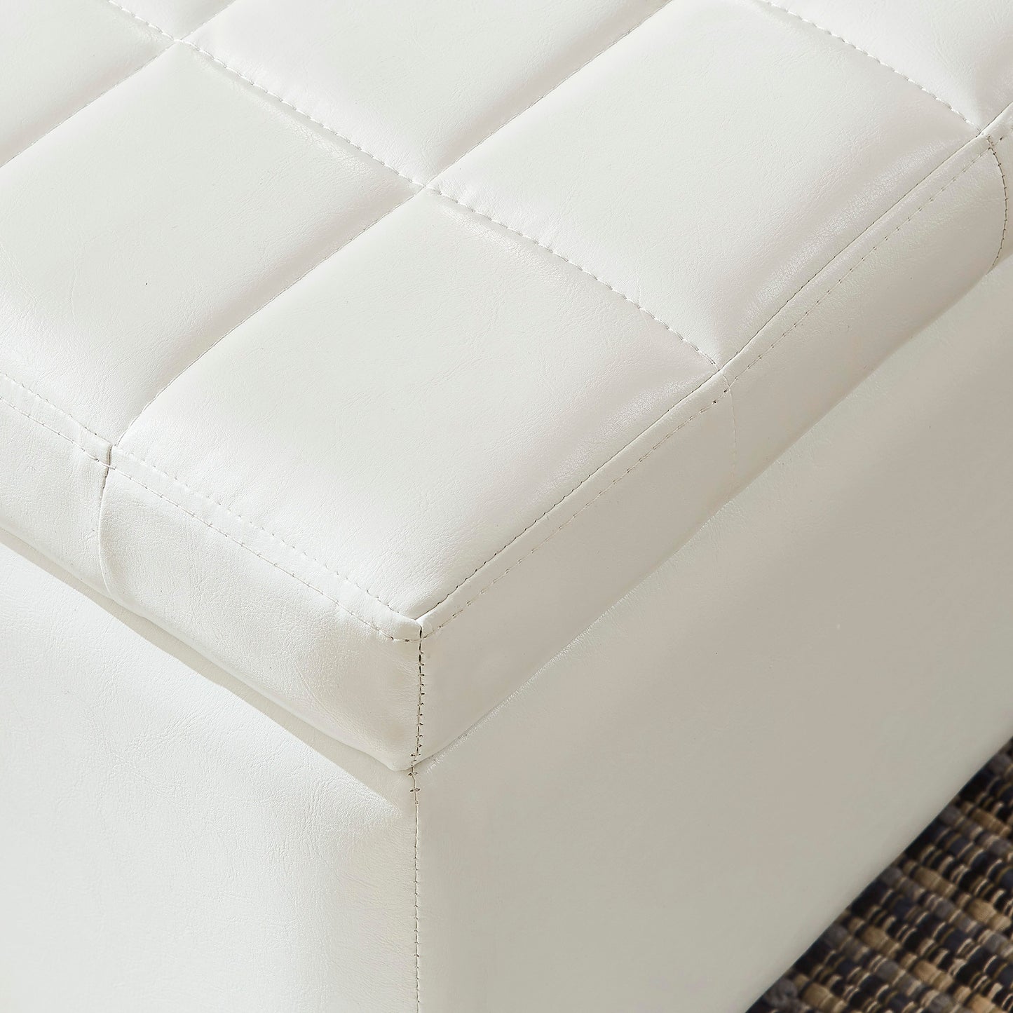 Winston Rectangular Storage Ottoman in White