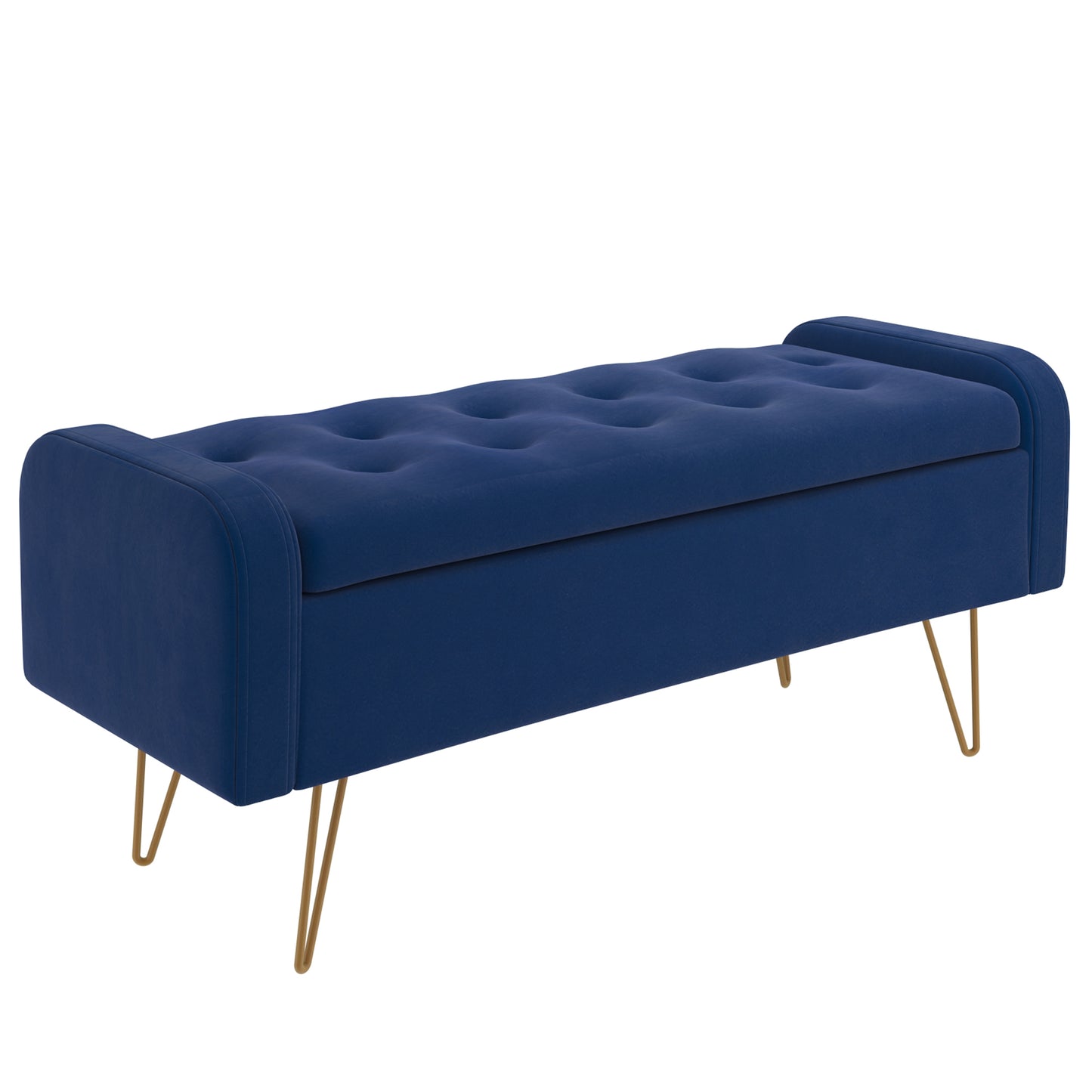 Sabel Storage Ottoman/Bench in Blue and Aged Gold
