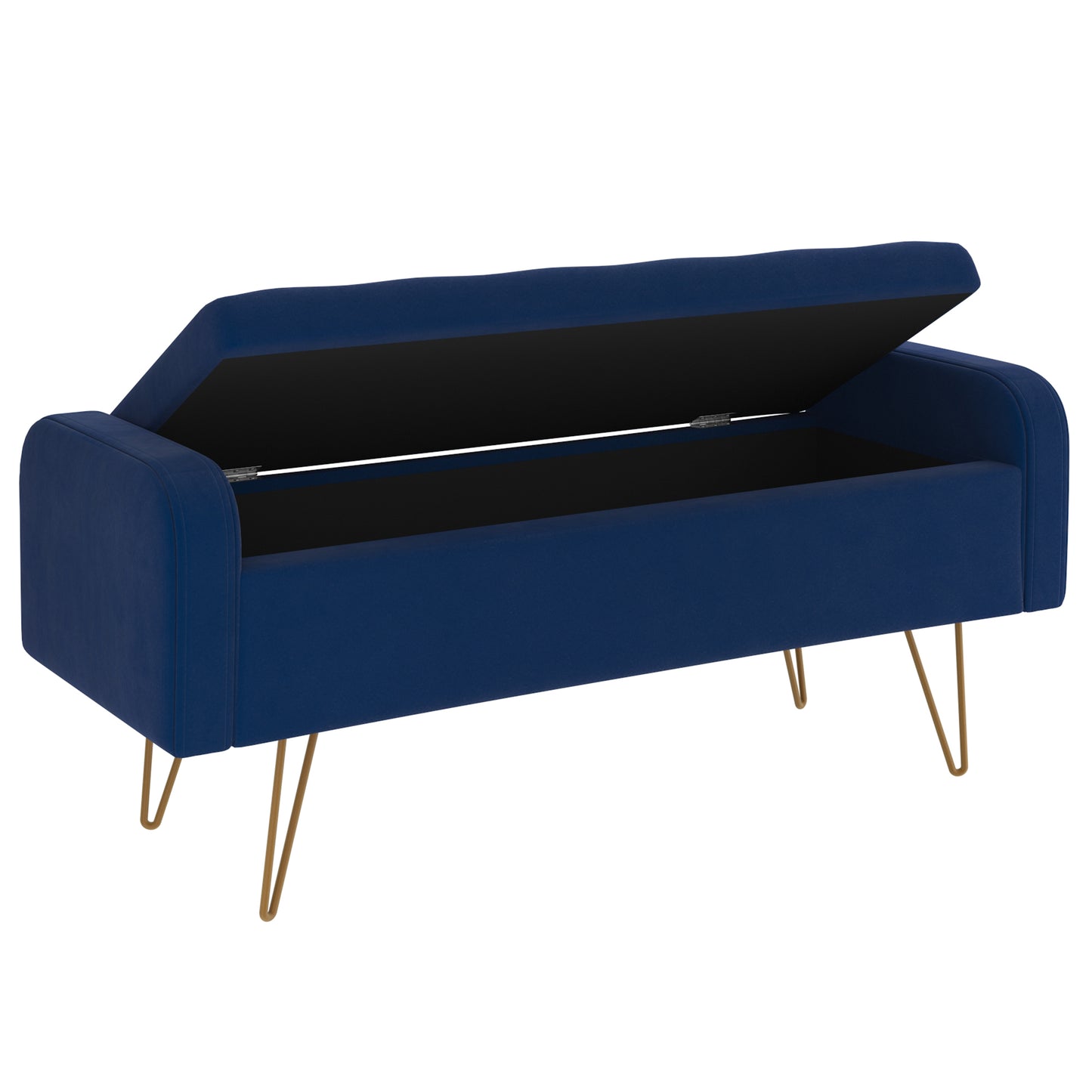 Sabel Storage Ottoman/Bench in Blue and Aged Gold