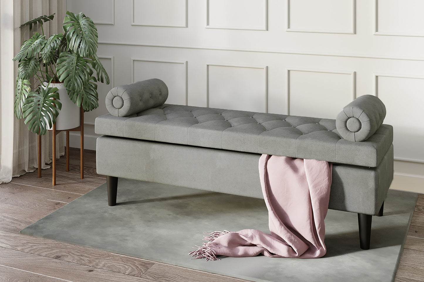 Adith Storage Ottoman in Grey and Black