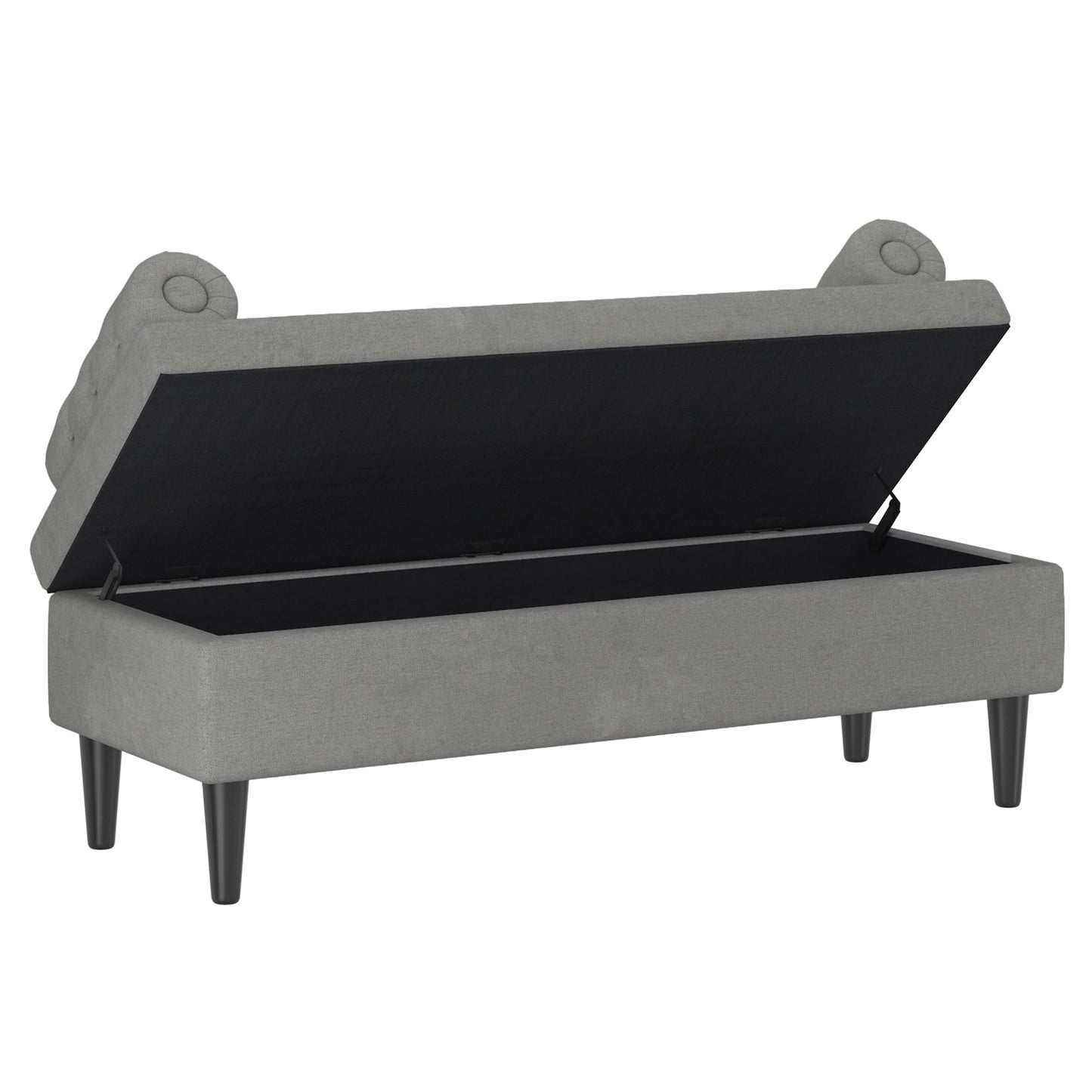Adith Storage Ottoman in Grey and Black