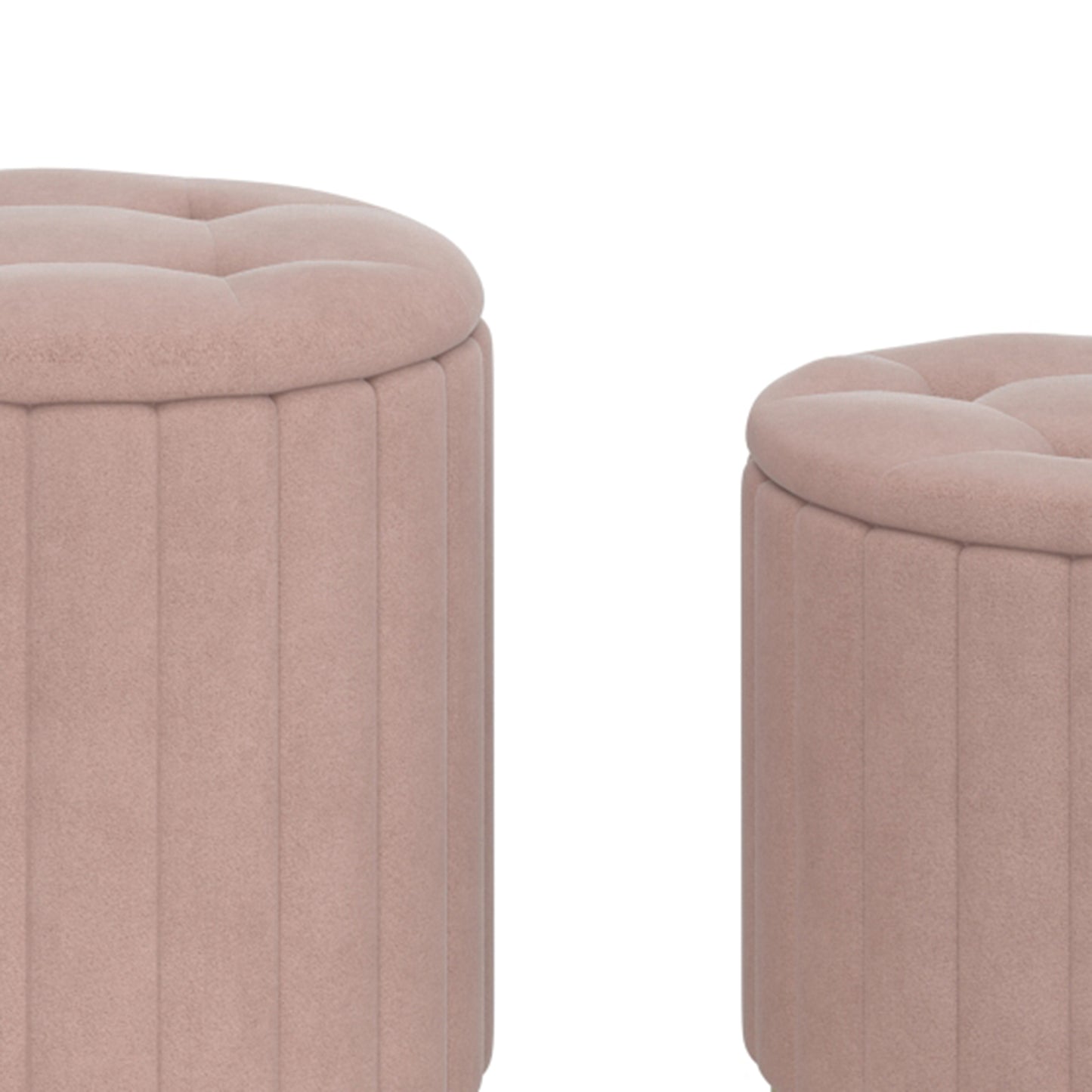 Tobi 3pc Storage Ottoman Set in Blush Pink and Gold