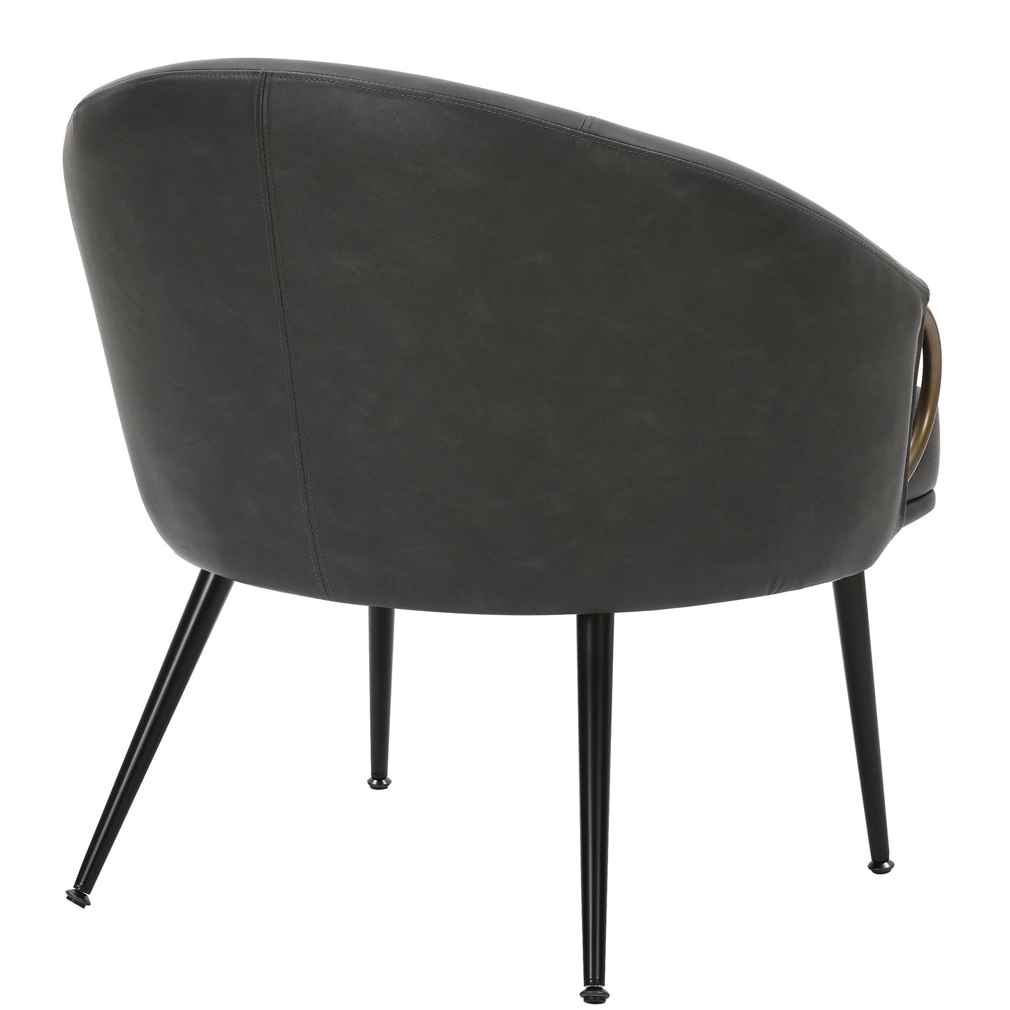 Zita Accent Chair in Vintage Charcoal Faux Leather and Black and Aged Gold