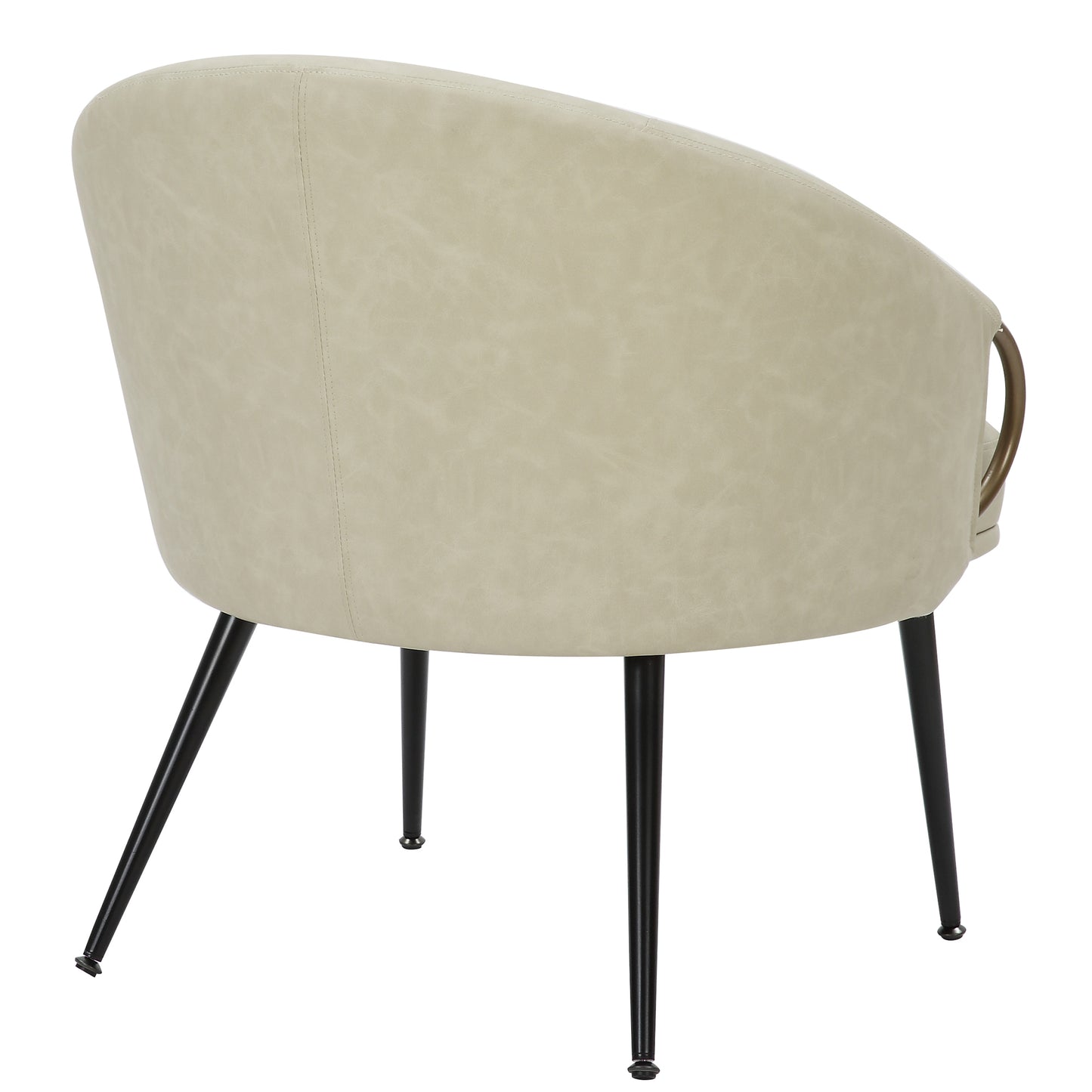 Zita Accent Chair in Vintage Ivory Faux Leather and Black and Aged Gold