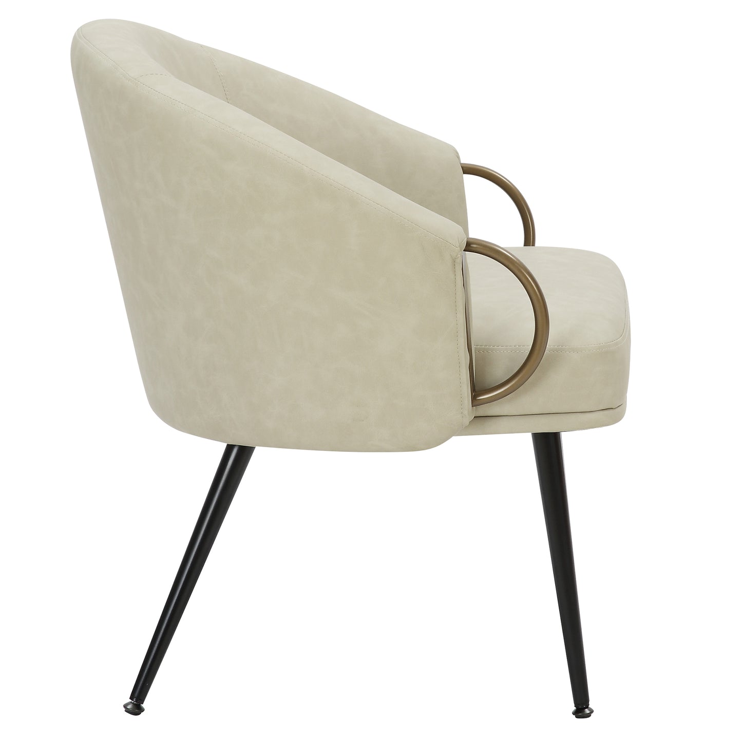 Zita Accent Chair in Vintage Ivory Faux Leather and Black and Aged Gold