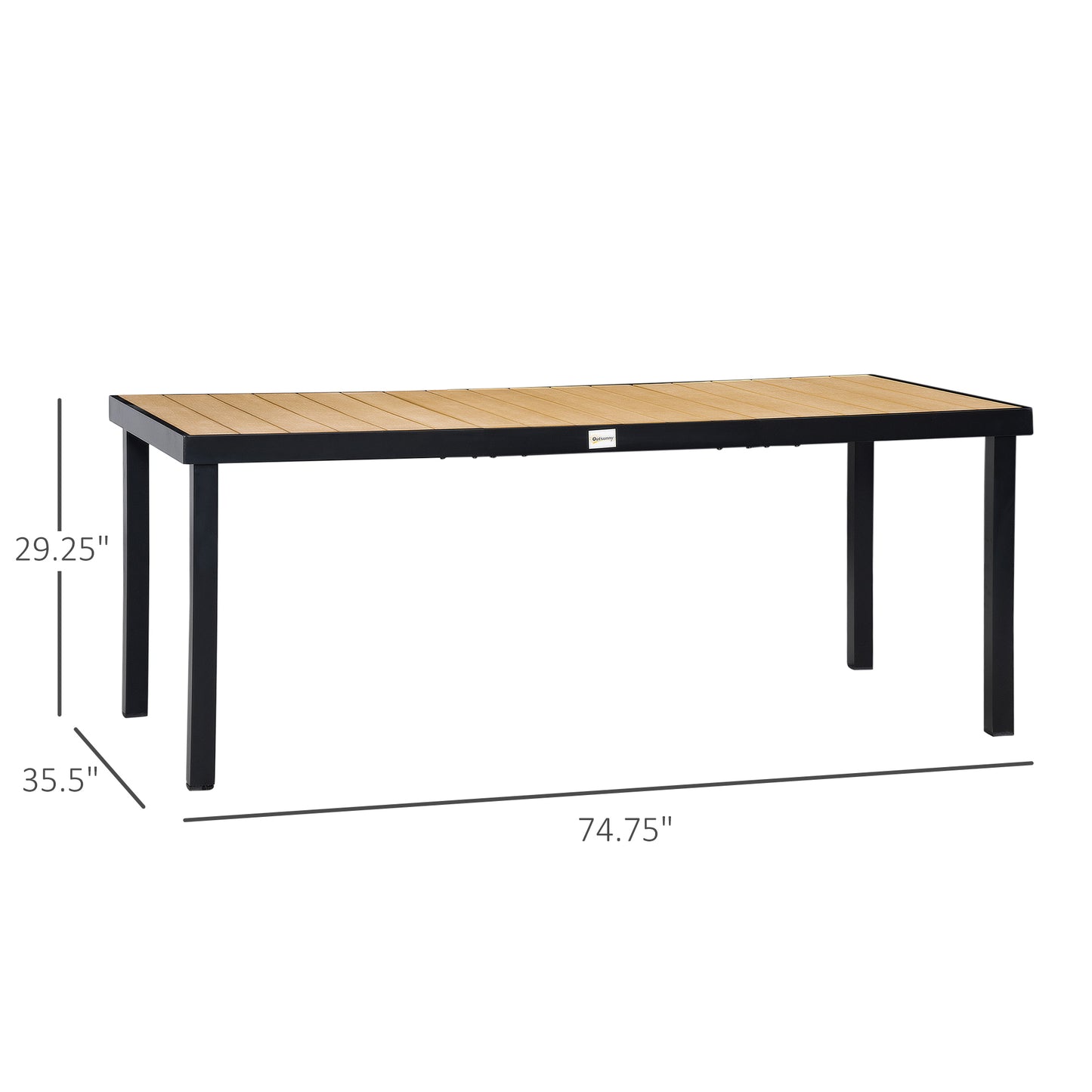 Outsunny Patio Dining Table for 8, Rectangular Aluminum Outdoor Table for Garden Lawn Backyard, Natural