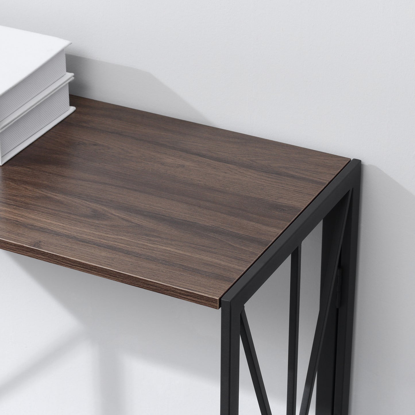 Foldable Console Table, Industrial Sofa Table, Narrow Farmhouse Table with Metal Frame for Living Room, Entryway, Foyer, Brown