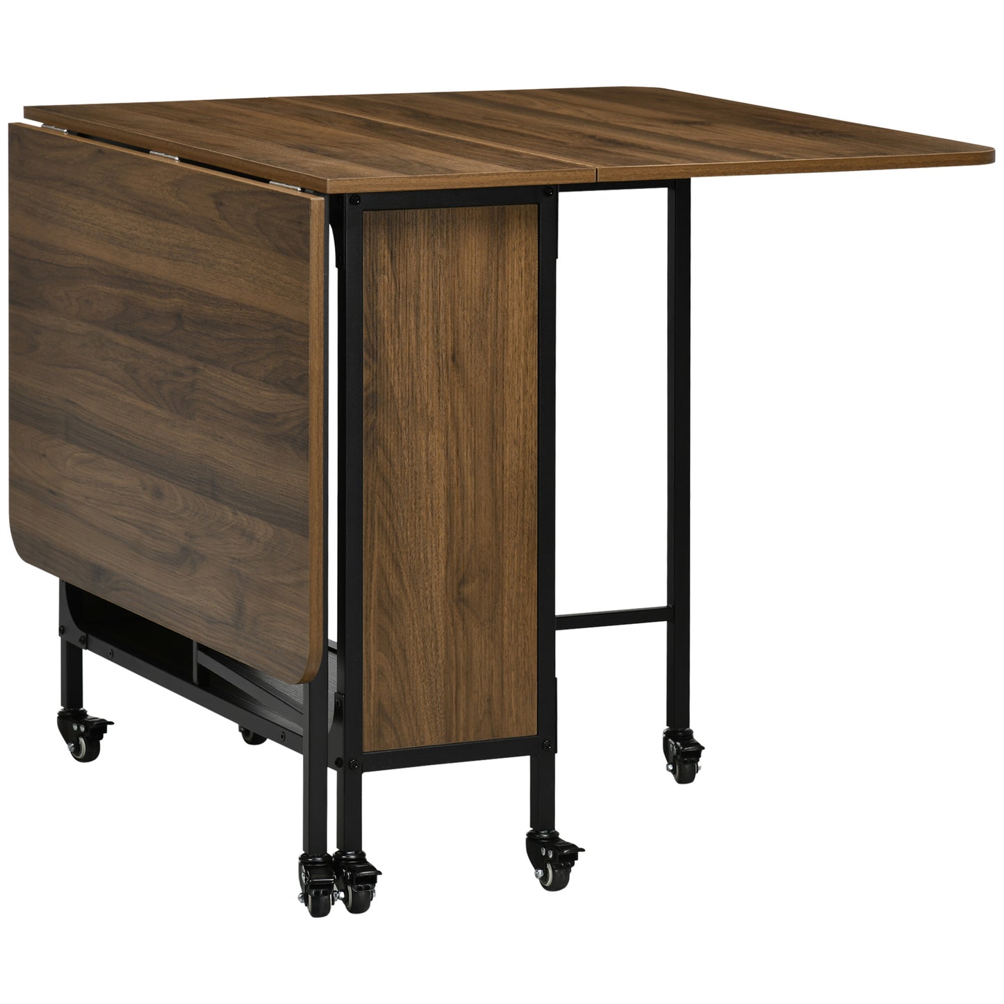 Folding Table Kitchen Table Extendable Dining Table For Small Spaces With Storage Shelf & 6 Wheels